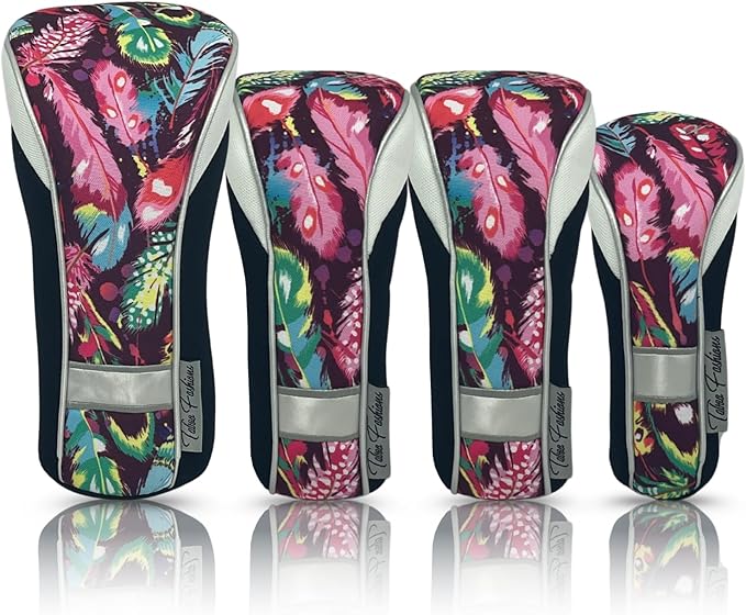 Taboo Fashions Monaco Golf Club Covers for Women - Numbered Golf Headcovers Set for Driver, Fairway and Hybrid Clubs - Weather Resistant, Pack of 4