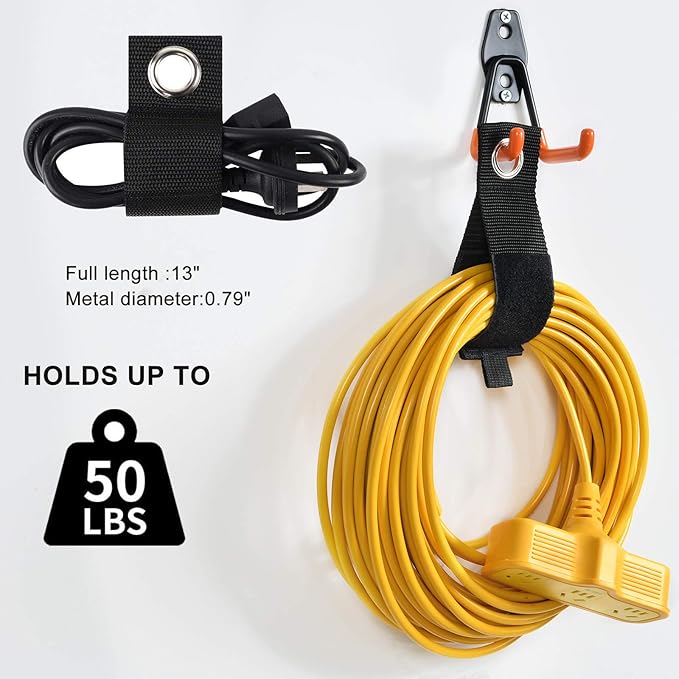 AOBEN Garage Hooks Heavy Duty, Steel Garage Storage Hooks, Utility Tool Hangers and Combinable Wall Mount Garage Hooks for Organizing Ladders, Bikes, Hoses, and More Equipment (Small J, 6 Pack)