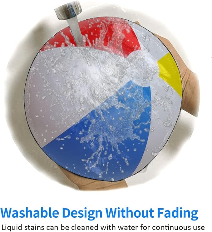 Novelty Beach Ball Round Mouse Pad, Small Gaming Mousepad with Stitched Edge, Non-Slip Rubber Base Mouse Mat Office Desk Accessories for Laptop Computer Decor 7.9 X 7.9 Inch