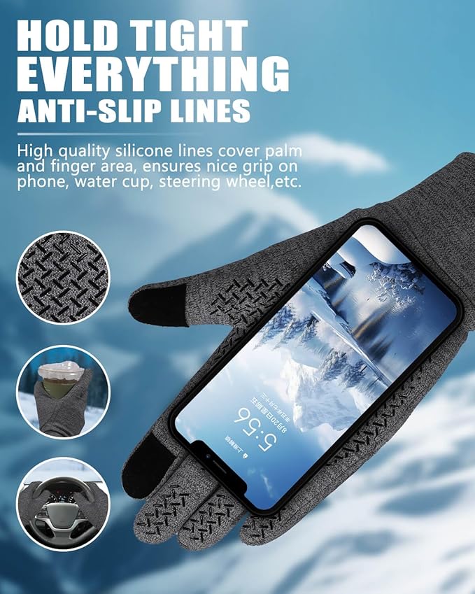 Aegend Lightweight Winter Gloves for Men Women, Warm Running Gloves Touchscreen Thermal Glove Liners for Cold Weather Driving, Cycling & Hiking, Non-Slip, Elastic Cuff, Stretchy, Durable