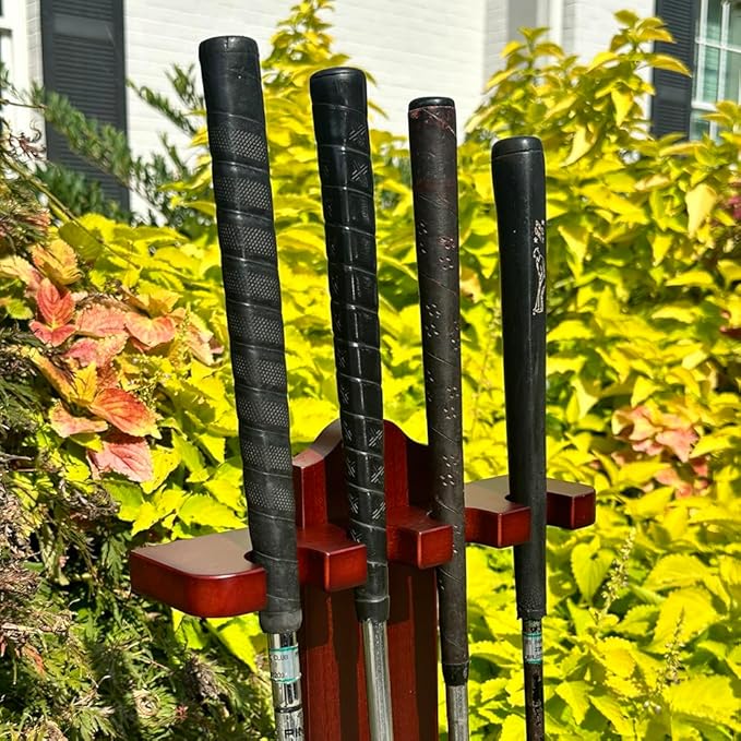 Premium Wooden Golf Putter Stand | Solid Wood with 3 Color Options | Perfect for Golf Simulators | 4 Putter Capacity | Great for Home or Office (Black/Gray)