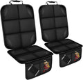 Car Seat Protector for Child, Thick Padding Seat Protector Under Baby, 600D Waterproof Non-Slip Fabric for Child and Pet with Pockets (Black 2 pcs)