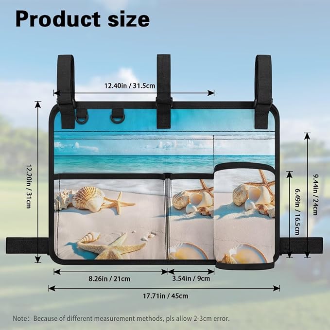 Beach Golf Cart Rear Seat Organizer Foldable Storage Bag for Club Car, Wheelchair and Walker