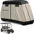NEVERLAND Golf Cart Cover 2 Passenger - Outdoor Waterprood Golf Cart Covers, 420D Club Car Golf Cart Covers With Air Vent&Zipper Compatible with EZGO Yamaha Club Car 2 Seat (Up to 95 Inch)Black+Brown