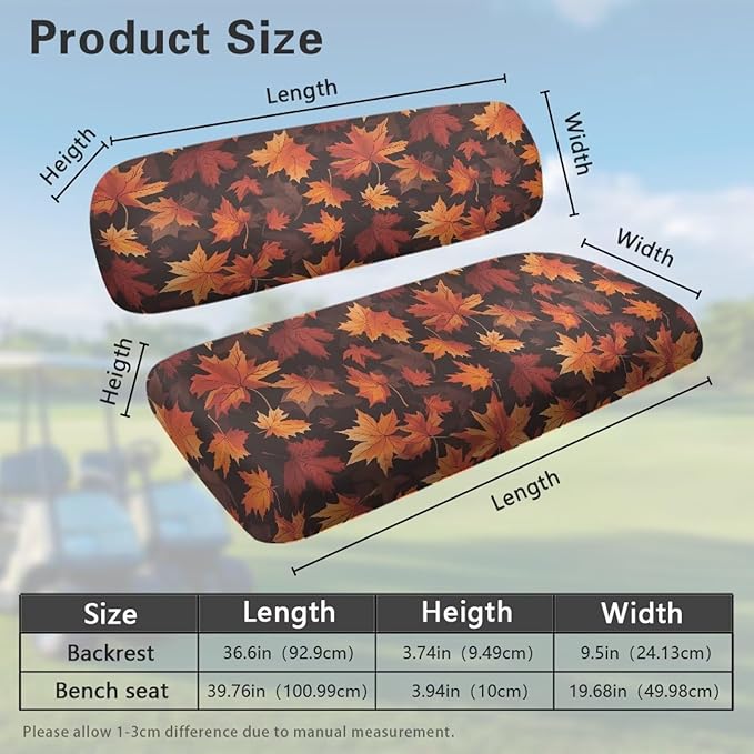 Golf Cart Seat Covers, Universal Fit & Nonskid Bottom Fits for Club Car 2 Person Seats Golf Carts