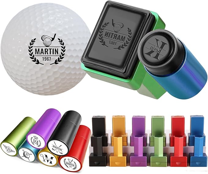 Personalized Golf Ball Stamp Golf Marker Custom Name Golf Ball Stamper with Monogram Waterproof Ink Golf Accessories Gifts for Golfer Men Women Dad Husband Boyfriend