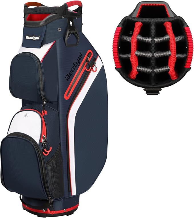 Cart Golf Bag 15 Way Organizer Divider Top Golf Club Bags Lightweight Golf Cart Bags for Men Women with Cooler, Rain Cover
