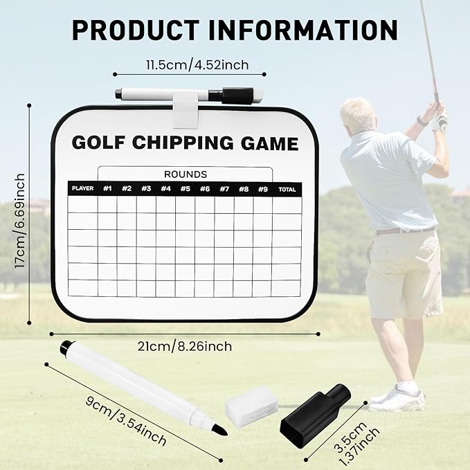 Golf Scorecard Board Erasable with 1 Free Pen, Plastic Write on Whiteboard Dry Erase Score Card Holder Accessories Gift for Men Women Golfer