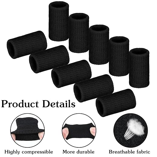 30 Pcs Finger Compression Sleeves, Elastic Fingers Support Protector, Finger Protector for Trigger Fingers Arthritis Swelling Basketball Sport, Breathable Elastic Pain Relief (Black, Blue, Beige)