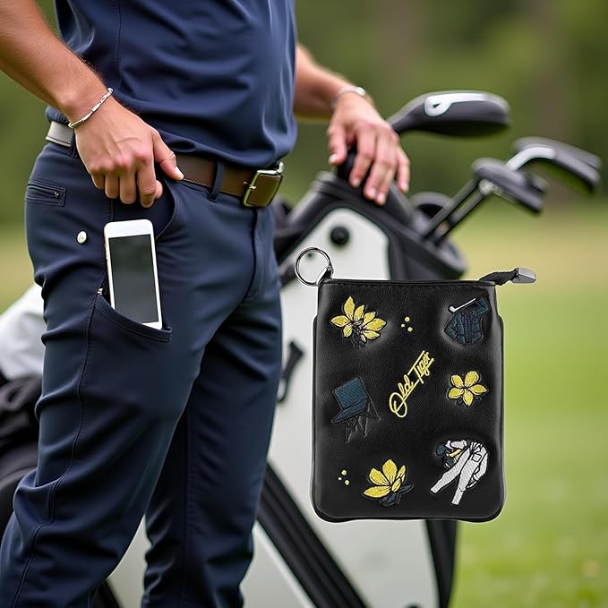 Swig Sip Golf Pouch Bag - Waterproof Compact Golf Ball & Tee Organizer, Handcrafted Zipped Pouch for Keys and Phone, Soft Fleece Lined, Golfing Gear for Course & Travel
