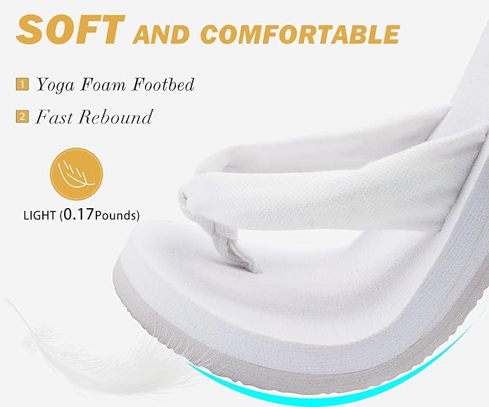 KuaiLu Flip Flops for Women with Arch Support Yoga Mat Comfortable Summer Beach Walking Thong Cushion Sandals Slip On Indoor Outdoor