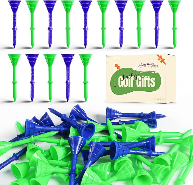 FINGER TEN Unbreakable Golf Tees Plastic 3 1/4 inch Value 50/100 Pack, Low Friction & Low Ball Spin Long Tees to Improve Distance & Accuracy, Durable Tees with Assorted Colors to Practice