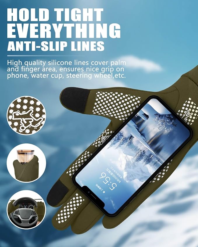 Aegend Lightweight Winter Gloves for Men Women, Warm Running Gloves Touchscreen Thermal Glove Liners for Cold Weather Driving, Cycling & Hiking, Non-Slip, Elastic Cuff, Stretchy, Durable
