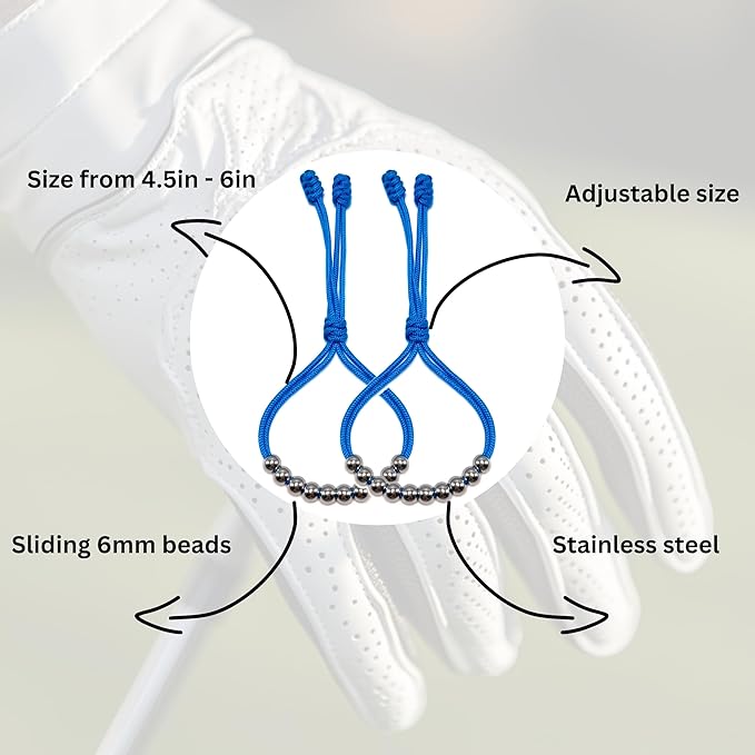 LAMIBEE Pack of 2 Golf Glove Bead Stroke Counter, 10 Stainless Steel Beads Score Counter for Gloves, Stroke Count Resizable Easy to Adjust Golf Round Scoring Tracker Accessory