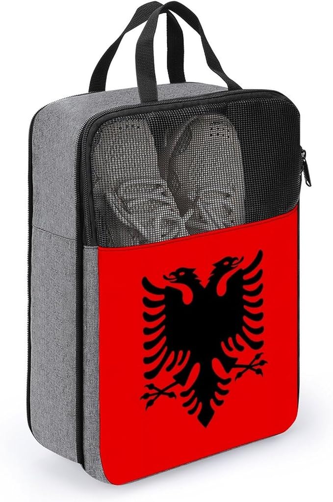 Reusable Portable Shoe Bag Albania Flag Golf Shoe Dust Bags for Man and Women Travel Sneaker Organizer with Handle