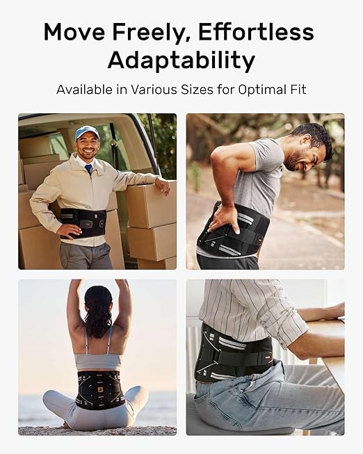 Lower Back Brace for Women, Back Belt Support for Men with 8 Stays, Soft Lumbar Support with Full Protection, Orange Size S
