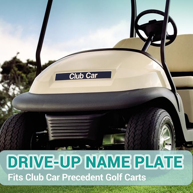 Drive-up Name Plate for Club Car Precedent, Black Gold Decal for Golf Cart 15.74"×2.24" Emblem