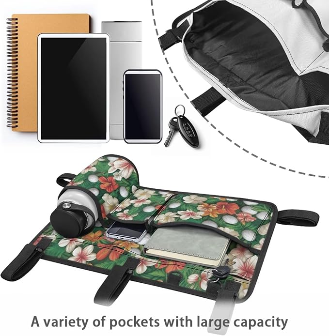 Golf Ball Golf Cart Rear Seat Organizer Universal No Drilling Storage Bag Lightweight Accessories