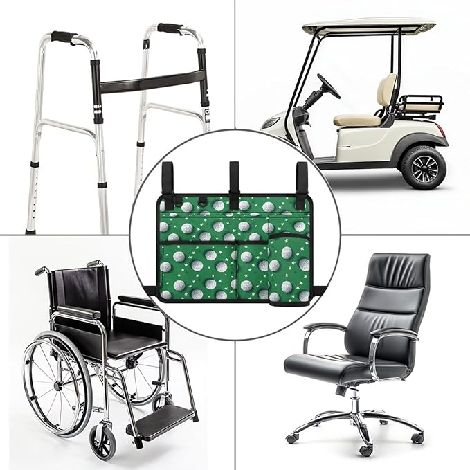Fashion Golf Cart Rear Seat Organizer Lightweight Storage Bag Accessories for Club Car, Wheelchair and Walker