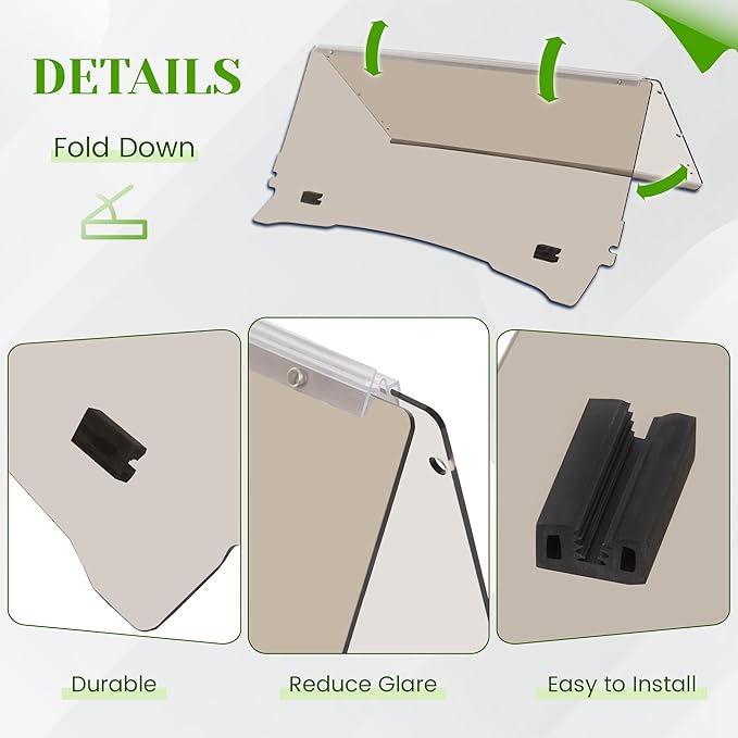 HECASA Windshield Compatible with 1994-2013 EZGO TXT & Medalist Gas or Electric Golf Cart Flip Windscreen