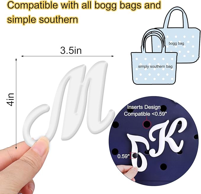 Mity rain Letter Charms for Bogg Bag，Alphabet Lettering Accessories Charms Compatible with Bogg Bag Original All Models, Insert Decorative Letter for Handbag Beach Tote Bag M