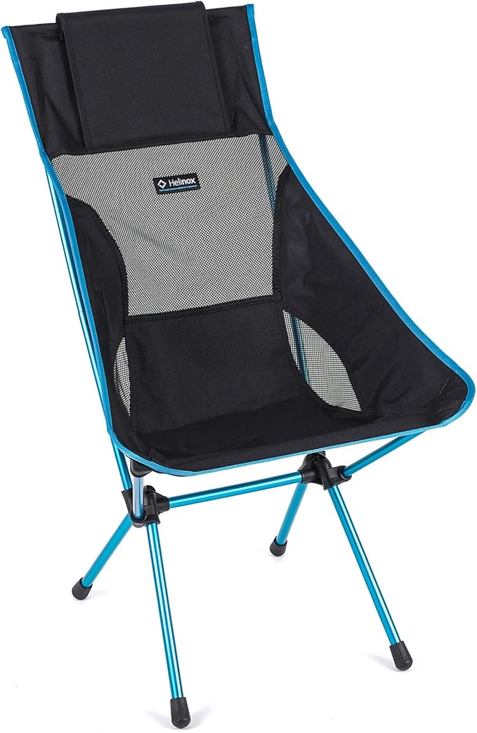 Helinox Sunset Chair Lightweight High-Back Collapsible Camping Chair Black, 3.4Ibs Outdoor Chairs, Picnic Chair, Portable Camping Chair, with Side Pockets