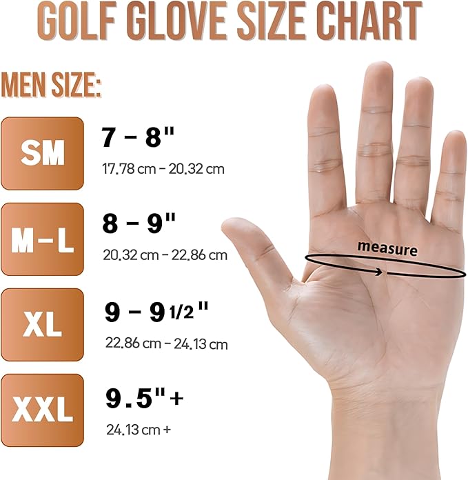 Copper Tech Golf Gloves Men Right Handed Golfer Or Left Handed Golfer (2 Pack) | Copper Compression Joint Support with Flexible & Comfortable Fit | AAA Leather Construction & Tacky Silicone Pad