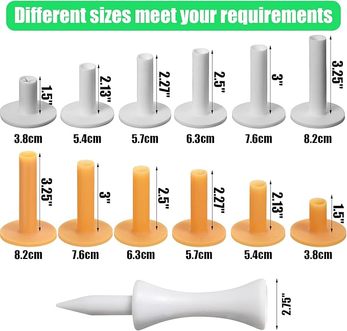 Skylety 24 Pcs 6 Size Rubber Golf Tees for Mats Plastic Golf Tee Holder in 2 Colors Rubber Holders for Simulator and Driving Range Indoor Outdoor Practice Accessories 1.5 2.13 2.27 2.5 3 3.25 Inch