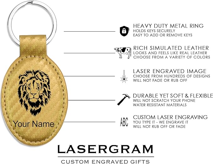 LaserGram Oval Keychain, Golfer Golfing, Personalized Engraving Included (Carbon Fiber Gold)