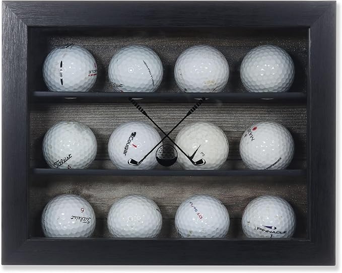 Golf Ball Shadowbox Display Case | 12 Ball & 25 Ball Options | Glass Front Door