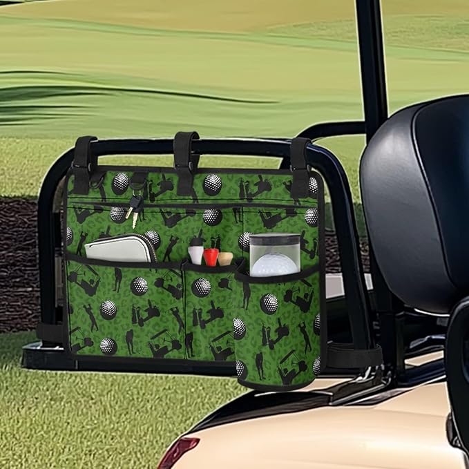 Golf Ball Golf Cart Rear Seat Organizer Universal No Drilling Storage Bag Lightweight Accessories