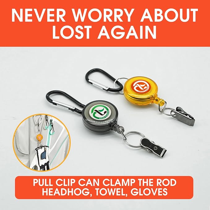 Golf Badge Reel Holder Retractable Cord Badge Holder Golf Gloves Clip Heavy Duty Telescopic Rope for Climbing,4pcs