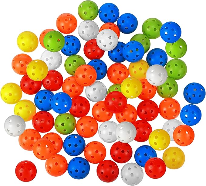 Tradder 120 Pcs 42mm Practice Golf Balls Hollow Sports Golf Training Balls Multicolor Plastic Golf Balls for Backyard Indoor Outdoor Driving Range Training Swing Practice