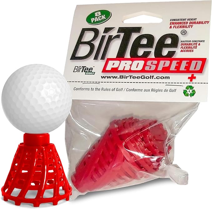 BirTee Golf Tees - PRO Speed Plus with Flexibility & Durability - 8 Pack. Indoor Golf Tees/Golf Simulator Tees/Winter Plastic Golf Tees