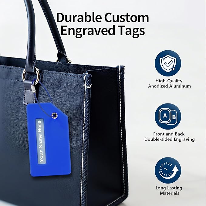 Personalized Luggage Tags for Suitcases, Custom Metal Luggage Tag for Bag with Silicone Sleeves, Durable Travel Tags, Laser Engrave Name Text, Gift for Travelers, 3.5x2 Inches (Fluorescent Green)