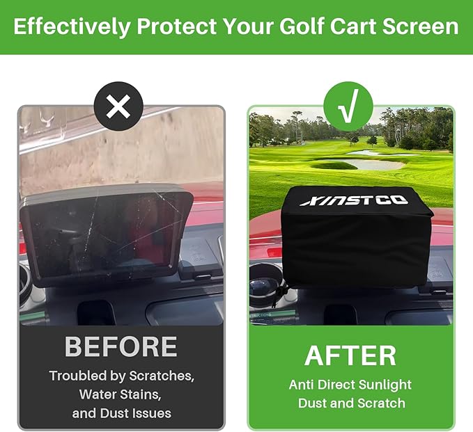 Golf Cart Waterproof Touchscreen Cover with Drawstring, Oxford Fabric Screen Cover Fits for Evolution & Denago Golf Cart,Evolution Golf Cart Accessories, Dustproof, Sun Protect, Black