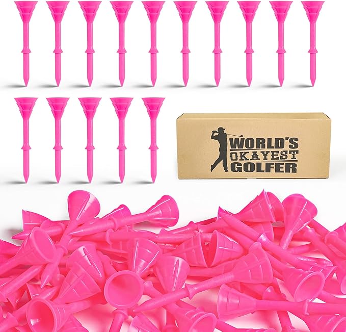 FINGER TEN Unbreakable Golf Tees Plastic 3 1/4 inch Value 50/100 Pack, Low Friction & Low Ball Spin Long Tees to Improve Distance & Accuracy, Durable Tees with Assorted Colors to Practice