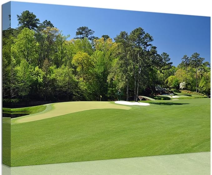 chenchenArt Augusta National Wall Art - Augusta Golf Course Wall Art for Living Room Bedroom Bathroom - Augusta Golf Course Picture Poster Canvas Prints Framed Ready to Hang(18''H x 24''W)