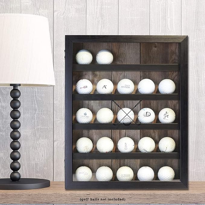 Golf Ball Shadowbox Display Case | 12 Ball & 25 Ball Options | Glass Front Door
