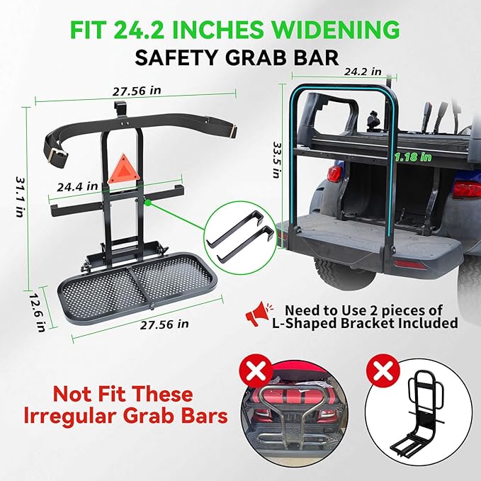 Golf Cart Bag Holder Bracket Upgraded Metal Attachment for 2+2 Rear Seat with 1 Inch Square Rail Golf Cart, No Drilling Required Golf Bag Rack for EZGO Club Car Yamaha Included All Hardware