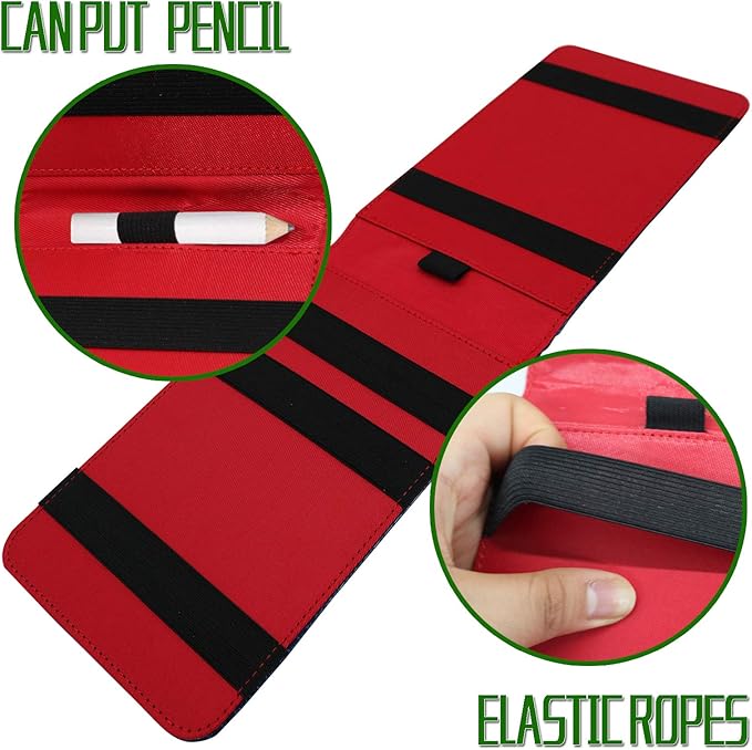 FINGER TEN Golf Scorecard Holder Leather Yardage Books Cover Lucky Clover with 2 Free Pencil Value Pack Deluxe Pocket Score Card Covers Gift for Men Women Golfer