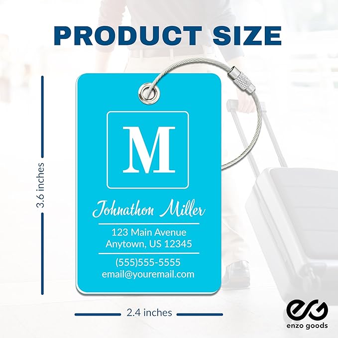 Personalized Luggage Tag | Custom Luggage Tags for Suitcases | Kids Backpack Tag | 10 Color Options & Choose Font, Font Color