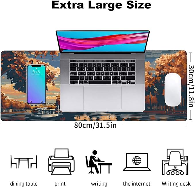 Paris Eiffel Gaming Mouse Pad, Office Desk Mat, Anti-Slip Rubber Base Cool Aesthetic Mouse Pads for Computer Laptop Keyboard School Home Desktop Gamer Home Accessories Decor 31.5" x 11.8"