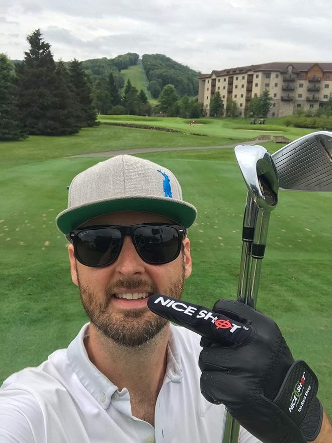 Nice Shot The Bird Men's Golf Glove in Black Cabretta Leather