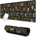 Gothic Book Large Gaming Desk Mat,Rubber Non-Slip Vintage Books Skull Mouse Pad,31.5x11.8x0.12in Extended Halloween Party Goth Mousepad,Game Lover Mice Pads Gifts,Office Home Deskmat Decor