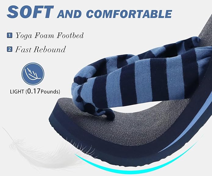 KuaiLu Flip Flops for Women with Arch Support Yoga Mat Comfortable Summer Beach Walking Thong Cushion Sandals Slip On Indoor Outdoor
