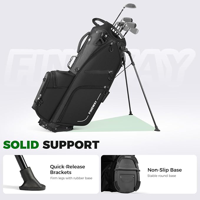Findway 14 Way Golf Stand Bag, Lightweight Golf Bag with Stand for Men Women, Golf Club Carry Bag with Dual Strap, Full Length Dividers, Multiple Pockets, Golf Ball Holder