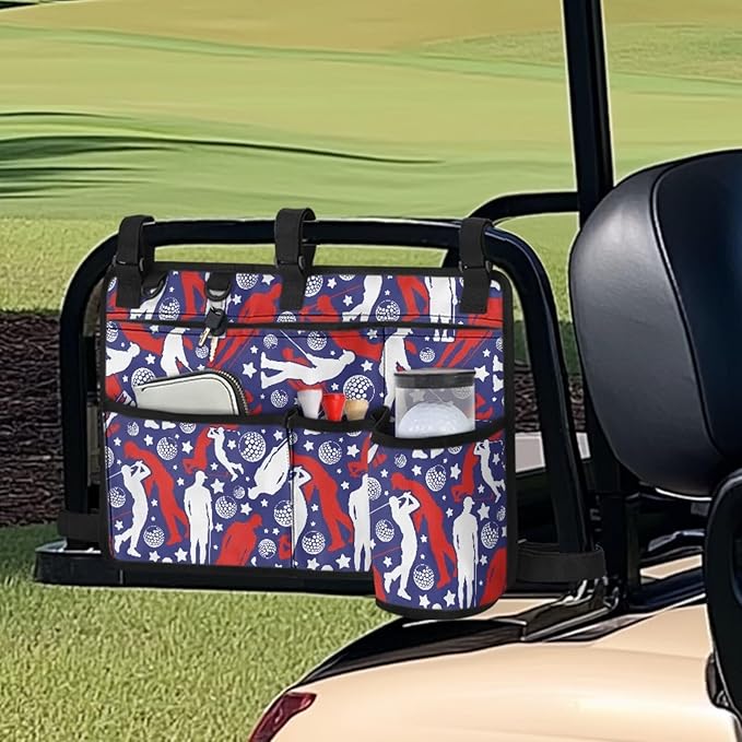 Fashion Golf Cart Rear Seat Organizer Lightweight Storage Bag Accessories for Club Car, Wheelchair and Walker