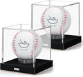 JupDec Baseball Display Case, Clear Acrylic Cube Baseball Holder with Durable Base, UV Protected Autograph Stand Box for Single Ball, Ideal Gift for Collector & Sports Enthusiast, Gold, 2 Pack