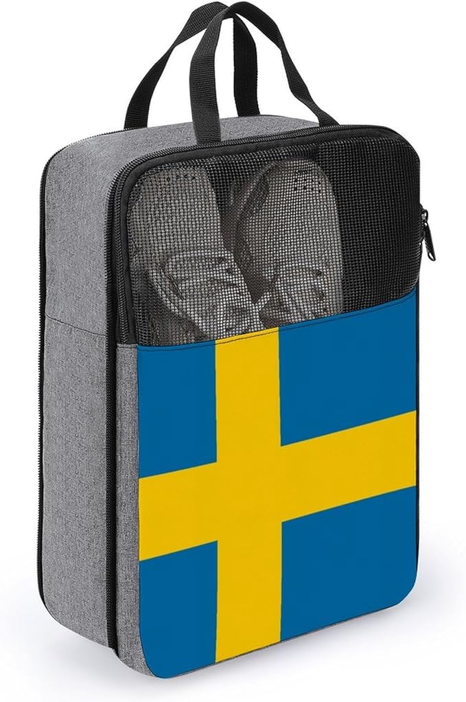 Reusable Portable Shoe Bag Sweden Flag Travel Shoe Bags for Storage and Packing Dust-Proof Sneaker Bag